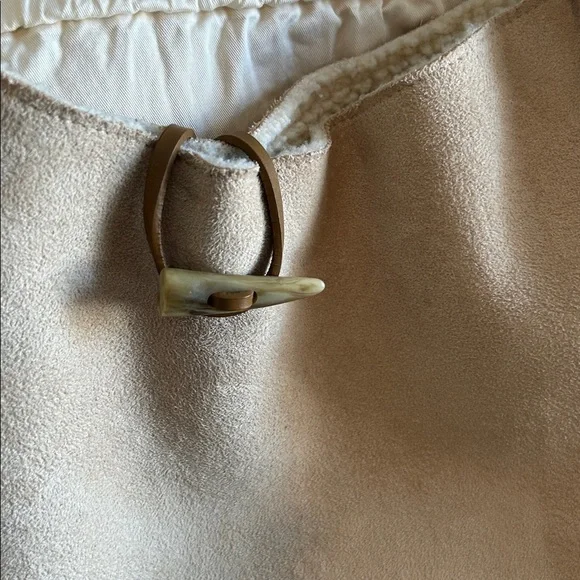 GAP VINTAGE SEUDE LEATHER FLEESE with MATCHING COIN PURSE  BEIGE  PURSE BAG TOTE - Picture 3 of 16